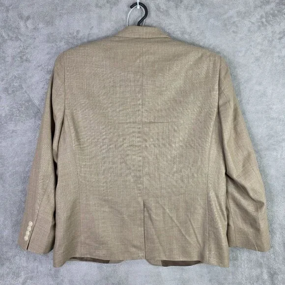 Mens Lauren Ralph Lauren Tan Two Button Classic Twill Suit Blazer Size 44S